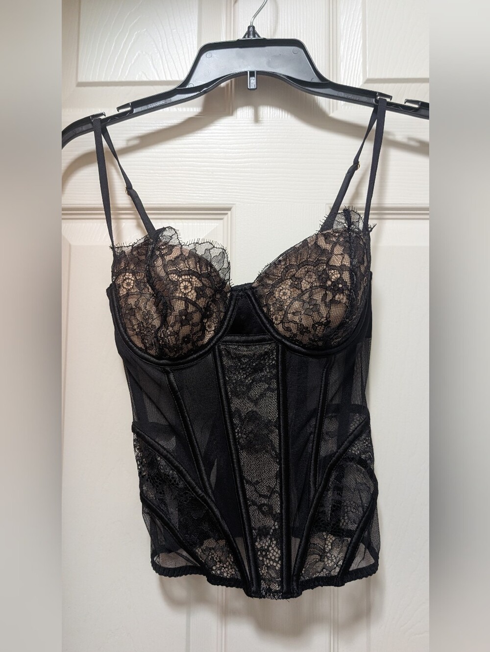 Victoria's Secret Black Lace Bustier Corset Size 34C